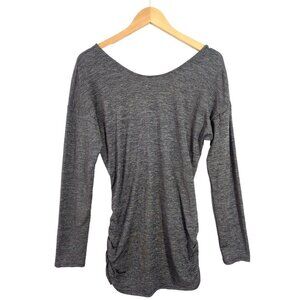Lucy Activewear Top Womens S Gray Sapce Dye Long Sleeve V-Back Stretch Quick Dry